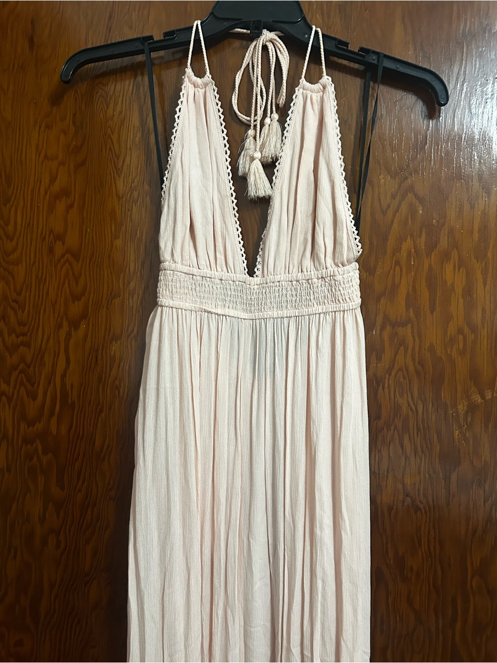 Forever 21 Contemporary Light Pink Smocked Halter Maxi Dress
